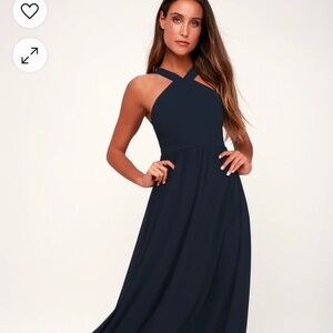 LULUS navy blue maxi dress size M